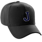 Classic Baseball Hat Custom A to Z Initial Team Letter, Black Cap White Navy