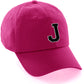 I&W Hatgear Customized Letter Initial Baseball Hat A to Z Team Colors, Hot Pink Hat Wh Blck