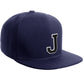 Classic Snapback Hat Custom A to Z Initial Letters, Navy Cap White Black