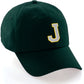 Custom Hat A to Z Initial Letters Classic Baseball Cap, Dk Green Hat Gold White