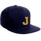 Classic Snapback Hat Custom A to Z Initial Letters, Navy Cap White Gold