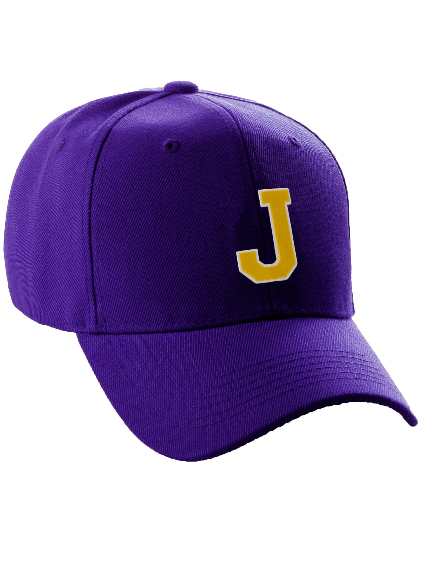 Classic Baseball hat Custom A to Z Initial Team Letter, Purple Cap White Gold