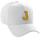 Classic Baseball Hat Custom A to Z Initial Team Letter, White Cap Black Gold
