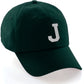 Custom Hat A to Z Initial Letters Classic Baseball Cap, Dk Green Hat Black White