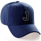 Classic Baseball Hat Custom A to Z Initial Team Letter, Navy Cap White Black