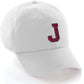 I&W Hatgear Customized Letter Initial Baseball Hat A to Z Team Colors, White Cap Blue Red