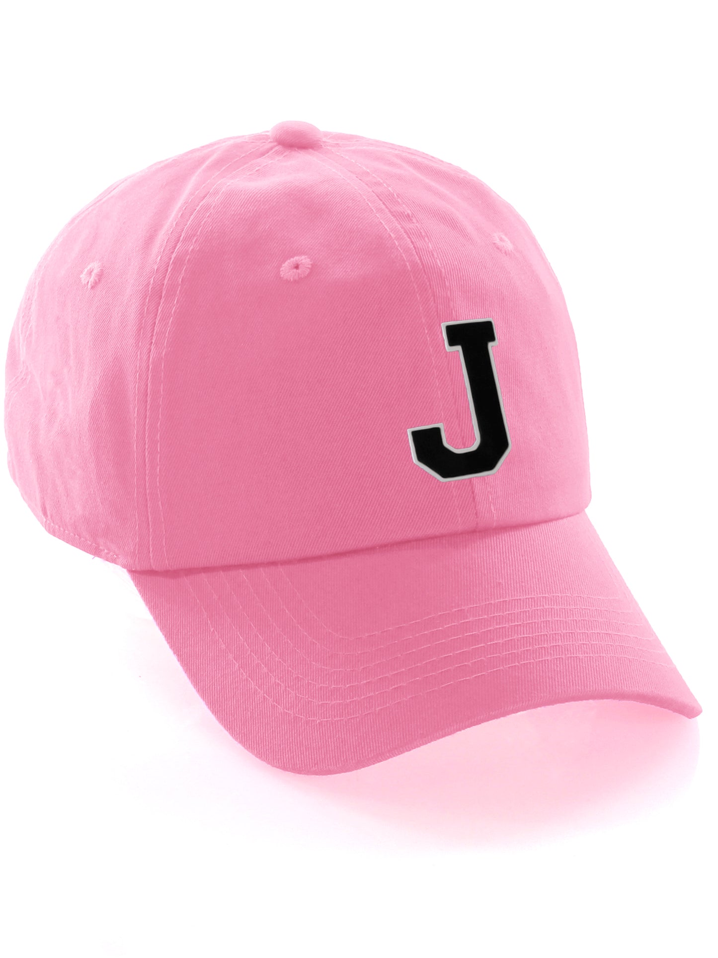 I&W Hatgear Customized Letter Initial Baseball Hat A to Z Team Colors, Pink Cap White Black
