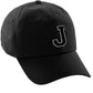 Custom Hat A to Z Initial Letters Classic Baseball Cap, Black Hat White Black