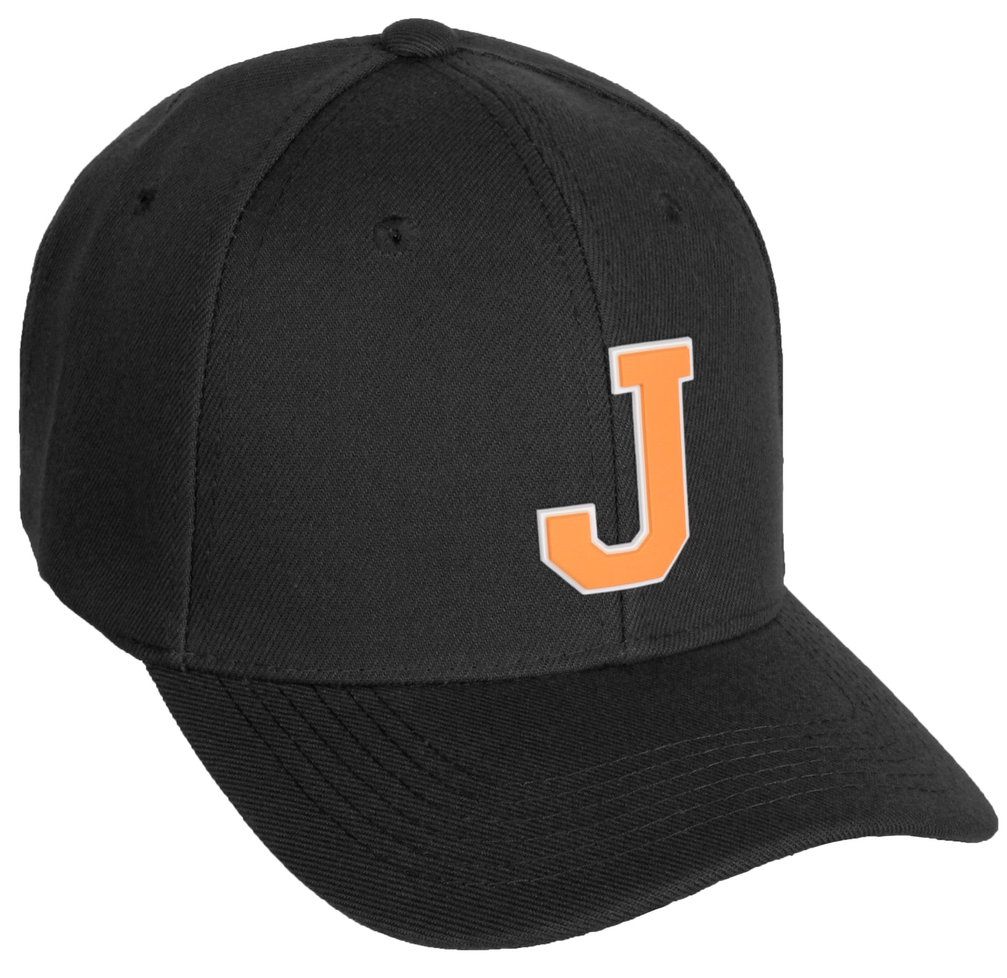 Daxton Classic Structured Baseball Hat Custom A to Z Initial White Neon Orange Letter