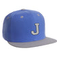 Classic Snapback hat Custom A to Z Initial Letters, Blue Gray Cap Black White