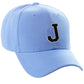 Classic Baseball Hat Custom A to Z Initial Team Letter, Sky Cap White Black