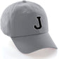 Custom Hat A to Z Initial Letters Classic Baseball Cap, Light Grey White Black