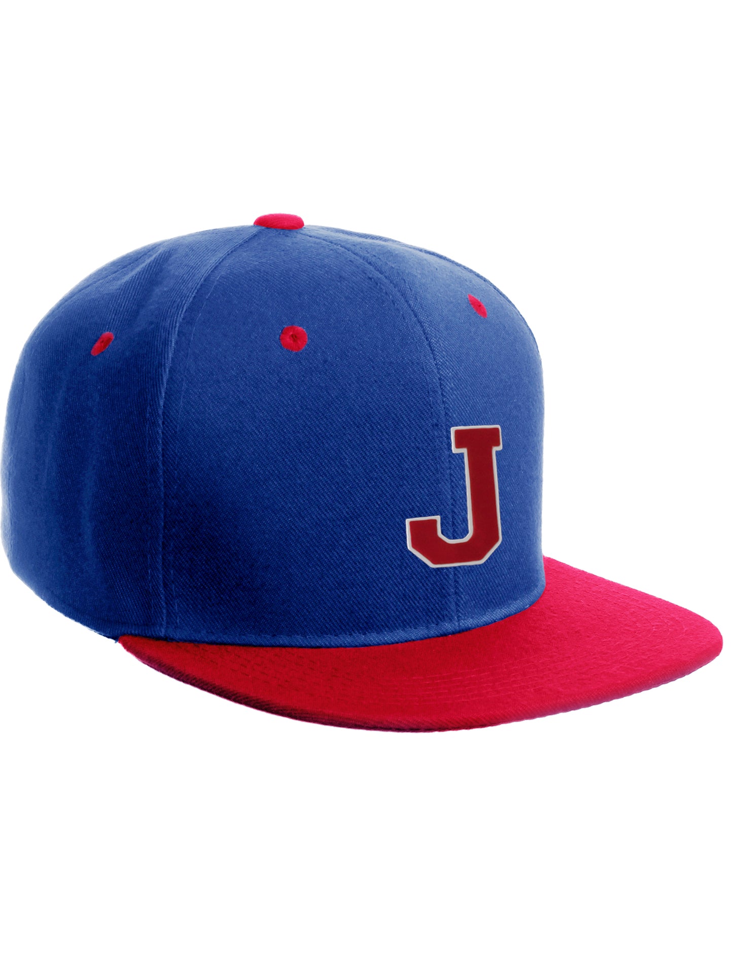 Classic Snapback Hat Custom A to Z Initial Letters, Royal Red Cap White Red