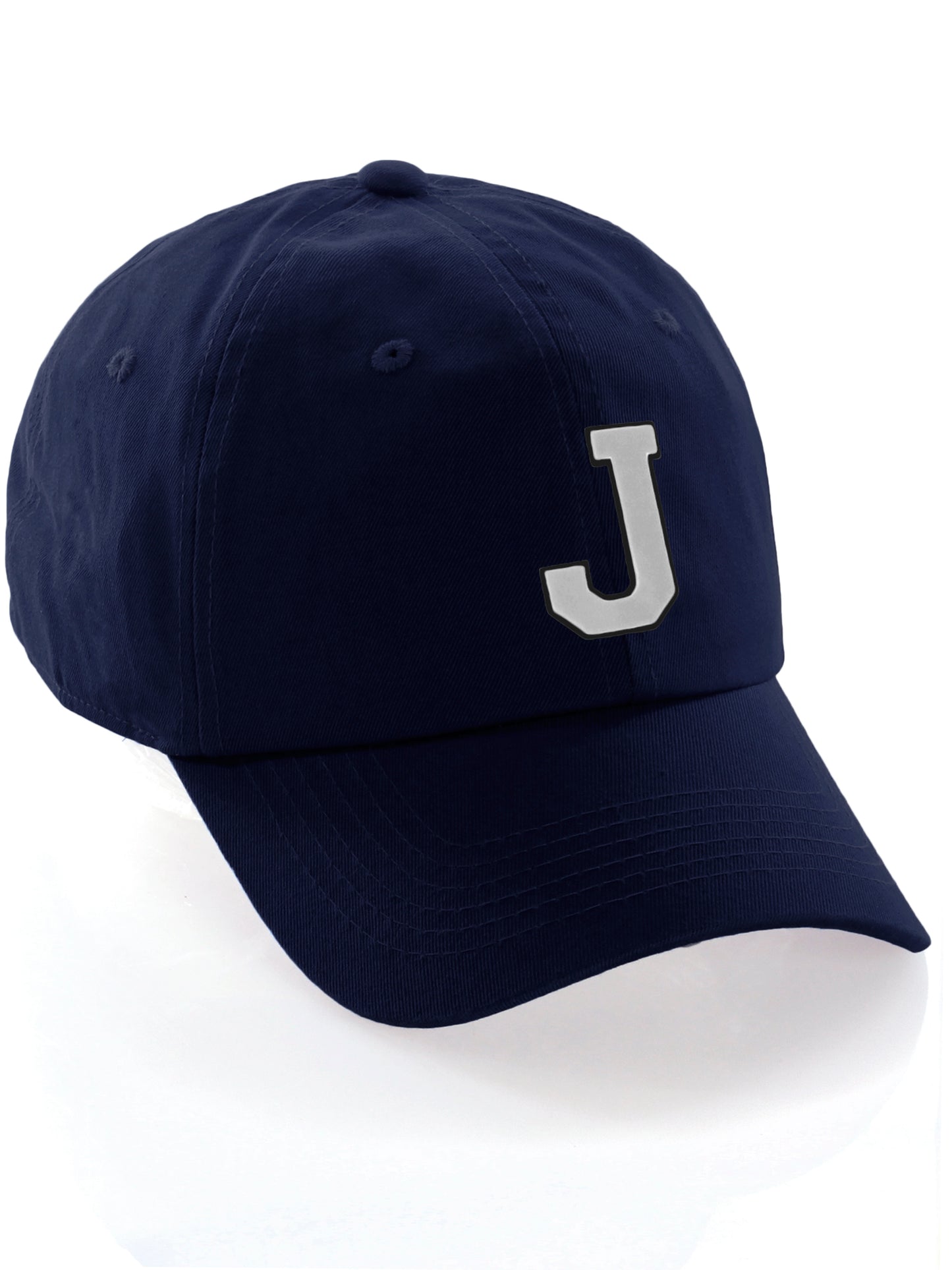 I&W Hatgear Customized Letter Initial Baseball Hat A to Z Team Colors, Navy Cap Black White