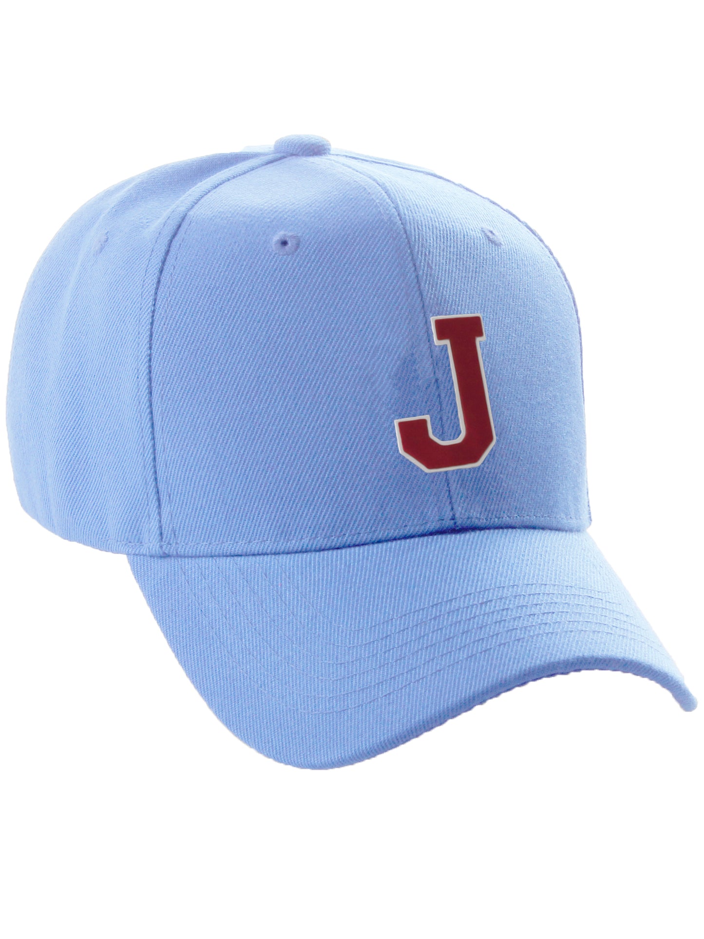 Classic Baseball Hat Custom A to Z Initial Team Letter, Sky Cap White Red