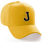 Classic Baseball Hat Custom A to Z Initial Team Letter, Yellow Cap White Black