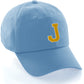 Customized Letter Initial Baseball Hat A to Z Team Colors, Sky Cap White Gold