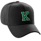 Classic Baseball Hat Custom A to Z Initial Team Letter, Black Cap White Green