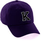 Customized Letter Initial Baseball Hat A to Z Team Colors, Purple Cap White Black
