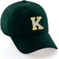 Custom Hat A to Z Initial Letters Classic Baseball Cap, Dk Green Hat Gold White