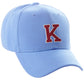 Classic Baseball Hat Custom A to Z Initial Team Letter, Sky Cap White Red