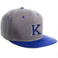Classic Snapback Hat Custom A to Z Initial Letters, Lt Grey Royal Cap White Blue