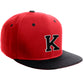 Classic Snapback Hat Custom A to Z Initial Letters, Red Black Cap White Black