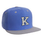 Classic Snapback hat Custom A to Z Initial Letters, Blue Gray Cap Black White