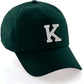 Custom Hat A to Z Initial Letters Classic Baseball Cap, Dk Green Hat Black White