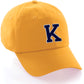 I&W Hatgear Customized Letter Initial Baseball Hat A to Z Team Colors, Gold Cap White Navy