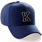 Classic Baseball Hat Custom A to Z Initial Team Letter, Navy Cap White Black