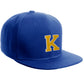 Classic Snapback Hat Custom A to Z Initial Raised Letter, Royal Cap White Gold