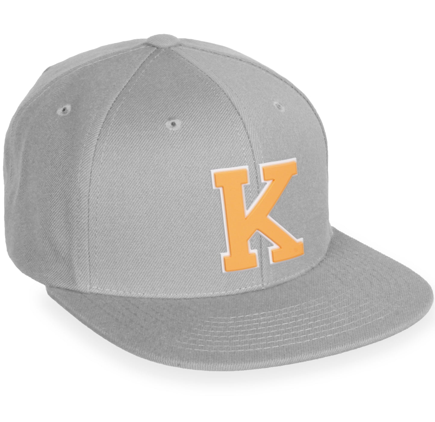 Daxton Classic Snapback White Neon Orange A to Z Letters Flat Bill Visor Cap