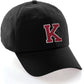I&W Hatgear Customized Letter Initial Baseball Hat A to Z Team Colors, Black Cap White Red