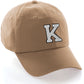 I&W Hatgear Customized Letter Initial Baseball Hat A to Z Team Colors, Khaki Cap Black White
