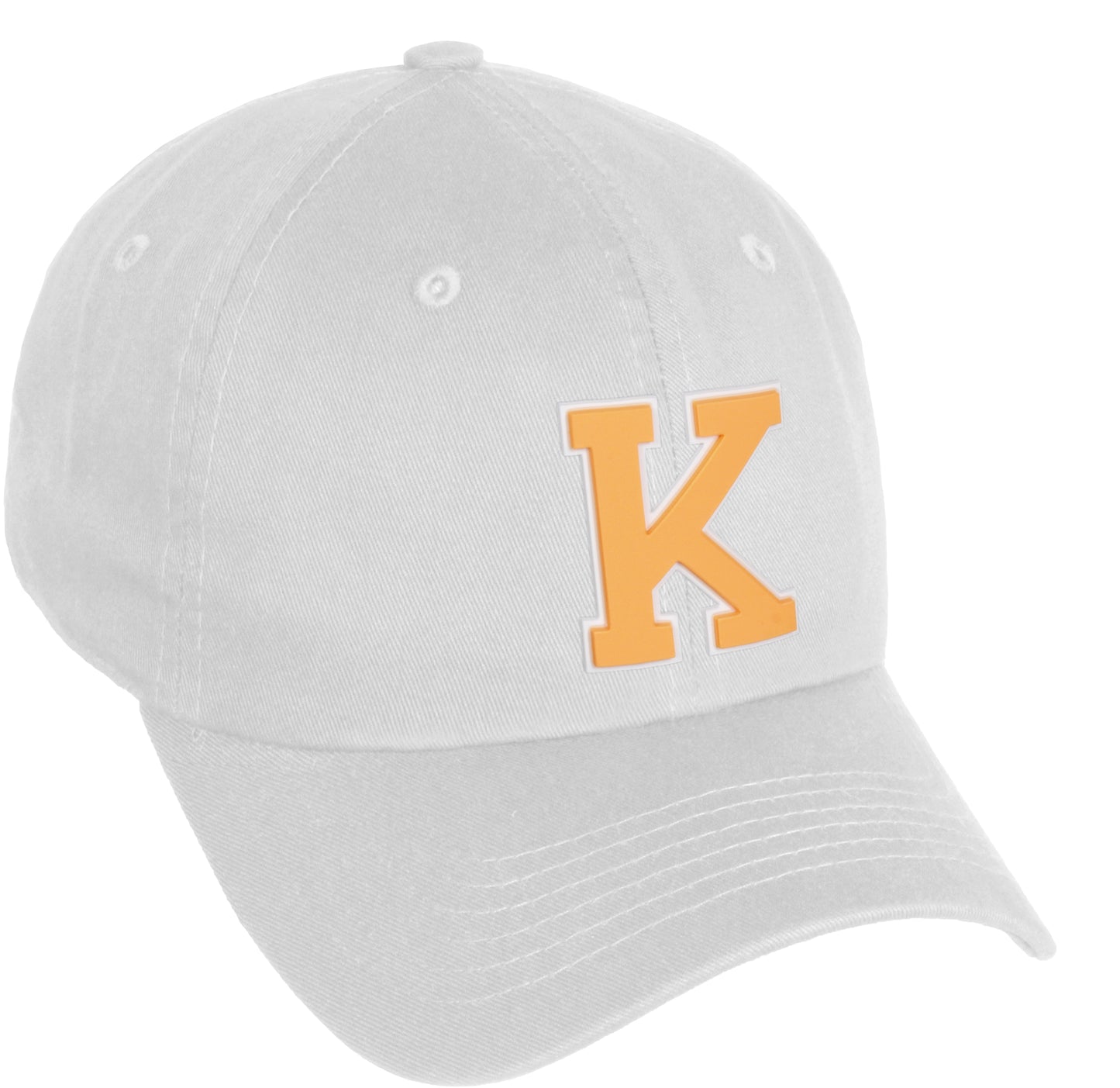 Daxton Classic 3D Varsity White Neon Orange Initial Letters Baseball Dad Hat