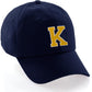 I&W Hatgear Customized Letter Initial Baseball Hat A to Z Team Colors, Navy Cap White Gold