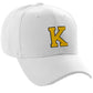 Classic Baseball Hat Custom A to Z Initial Team Letter, White Cap Black Gold