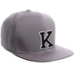 Classic Snapback Hat Custom A to Z Initial Letters, Light Grey Cap White Black