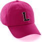 I&W Hatgear Customized Letter Initial Baseball Hat A to Z Team Colors, Hot Pink Hat Wh Blck