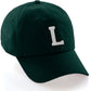 Custom Hat A to Z Initial Letters Classic Baseball Cap, Dk Green Hat Black White