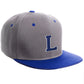 Classic Snapback Hat Custom A to Z Initial Letters, Lt Grey Royal Cap White Blue