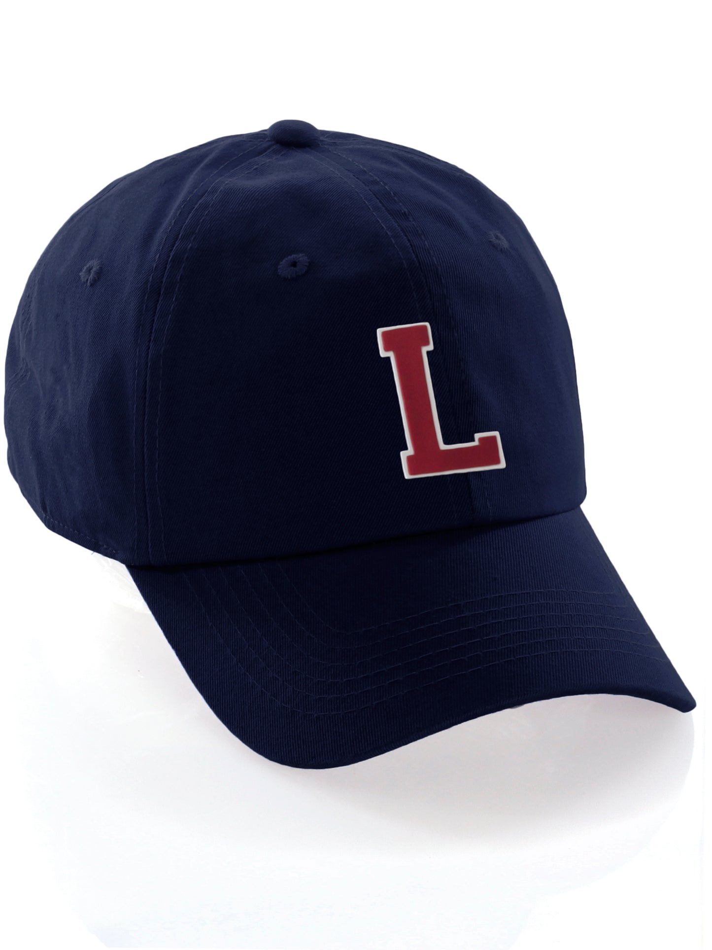 I&W Hatgear Customized Letter Initial Baseball Hat A to Z Team Colors, Navy Cap White Red