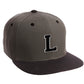 Classic Snapback Hat Custom A to Z Initial Letters, Charcoal Black Cap Wht Blk