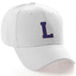 Classic Baseball Hat Custom A to Z Initial Team Letter, White Cap Red Blue