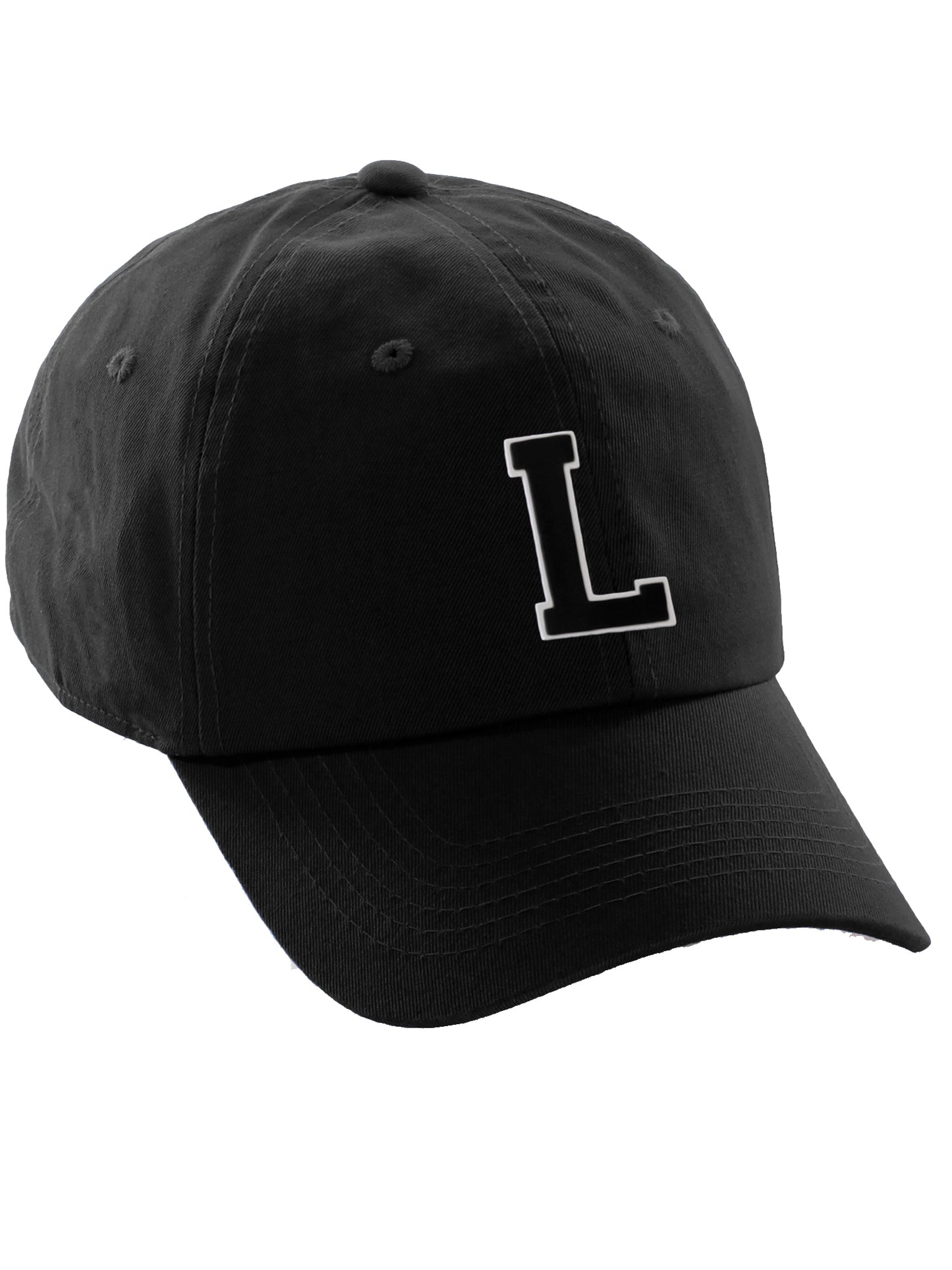 Custom Hat A to Z Initial Letters Classic Baseball Cap, Black Hat White Black