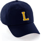 I&W Hatgear Customized Letter Initial Baseball Hat A to Z Team Colors, Navy Cap White Gold