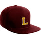 Classic Snapback Hat Custom A to Z Initial Letters, Burgundy Cap White Gold