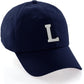 I&W Hatgear Customized Letter Initial Baseball Hat A to Z Team Colors, Navy Cap Black White