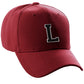 Classic Baseball Hat Cutom A to Z Initial Team Letter, Burgundy Cap White Black